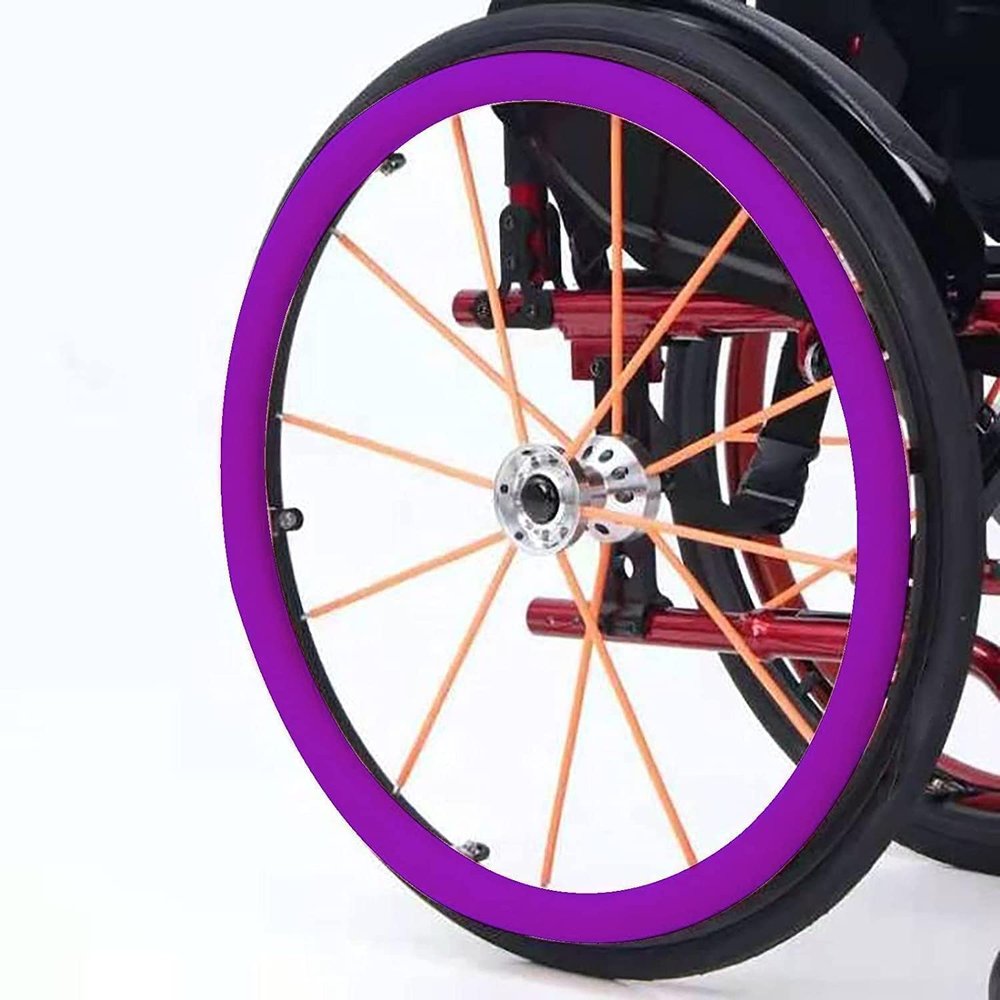 1 Pair 24-inch Rear Wheel Sports Wheelchair Non-Slip Wear-Resistant Silicone Hand Push Cover, Hand Wheel Snare Pads,Purple