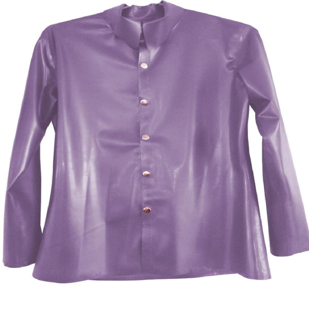 MCWJ Latex Purple Top Women Sexy Long Slevees With Button Sheath Size XXS-XXL,Purple,S