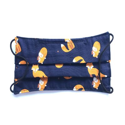 Fox Unisex face mask two layer cotton pleated with nose wire and comfort elastic.