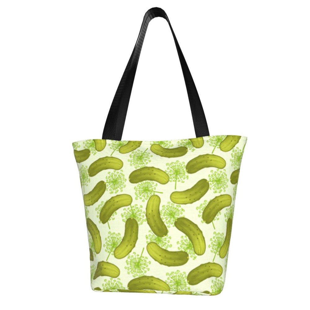 African Tribal Ethnic Texture Shopping Bag, Shoulder Bag, One Zipper Main Pocket, Zipper Closure Is Very Convenient., Sushi Dill Pickles, One Size