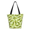 African Tribal Ethnic Texture Shopping Bag, Shoulder Bag, One Zipper Main Pocket, Zipper Closure Is Very Convenient., Sushi Dill Pickles, One Size view 3