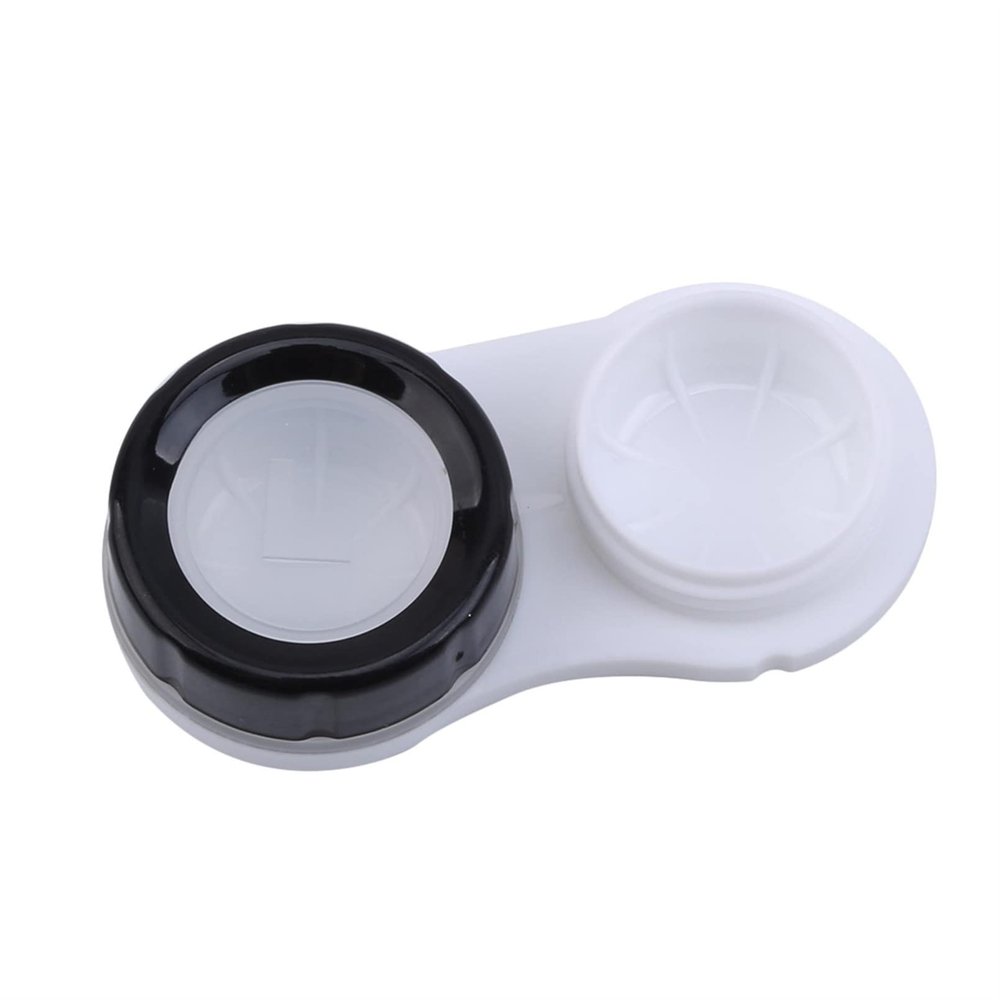 QXPDD 5 Pack Contact Lens Cases Left/Right Eyes Contact Lens Container Contact Lens Storage Box Portable Eye Lens Storage for Eyes Care,Black White