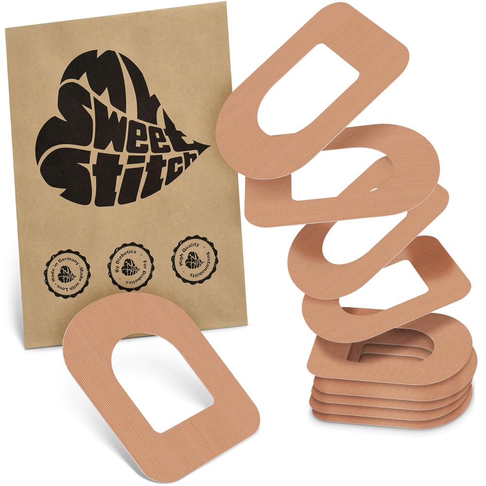 MySweetStitch - 10 x Omnipod Patches, Ring Patch 95 x 72mm, Waterproof, Breathable, Skin-Friendly, Made in Germany, Beige