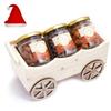 Ghasitaram Gifts Christmas Gifts Natural Wooden Cart with Chocolate Coated Butterscotch, Crunchy Coated Cashews and Peri Peri Almonds Jars view 1