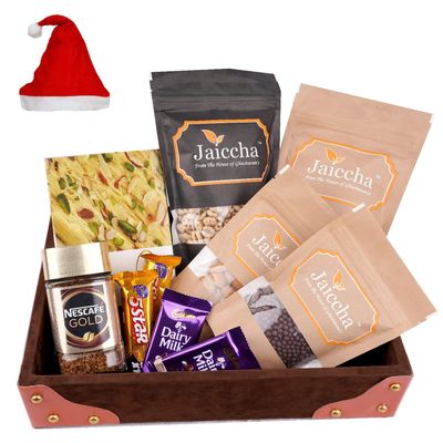 Jaiccha Ghasitaram Christmas Gifts Korno Tray of 10 Goodies with Soan Papdi