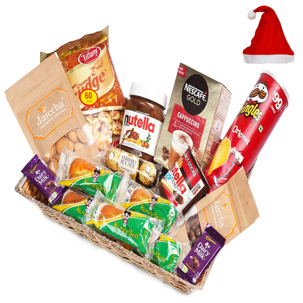 Jaiccha Ghasitaram Christmas Gifts Big Rectangle Basket Hamper of 21 Goodies