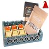 Ghasitaram Gifts Christmas Gifts Blue Wooden Serving Tray with 6 Assorted Bites, Chcolate Coated Almonds and Crunchy Coated Cashews view 1