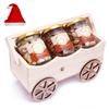 Ghasitaram Gifts Christmas Gifts Natural Wooden Cart with Almonds, Cashews and Pistachios Jars view 1