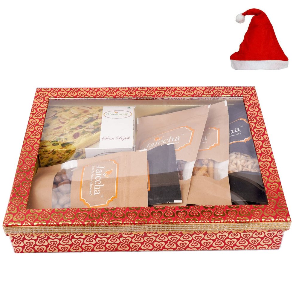 Jaiccha Ghasitaram Christmas Gifts Hamper Box 6 Goodies with Soan Papdi