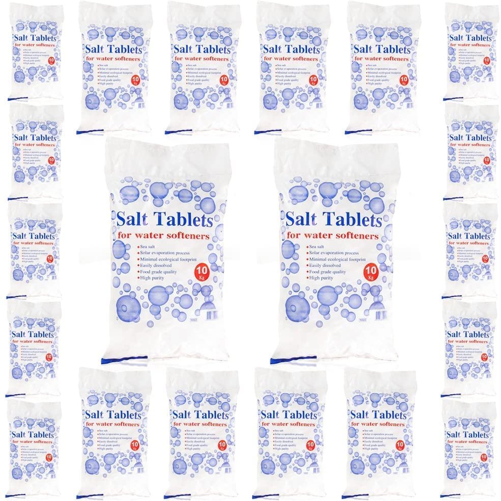 HSD 10 Kg Salt Tablets | Water Softener | Food Grade | Compatible to All Water Softener Machines 100% Genuine British Salt Tablet, Tablet Salt of Premium Quality (20)