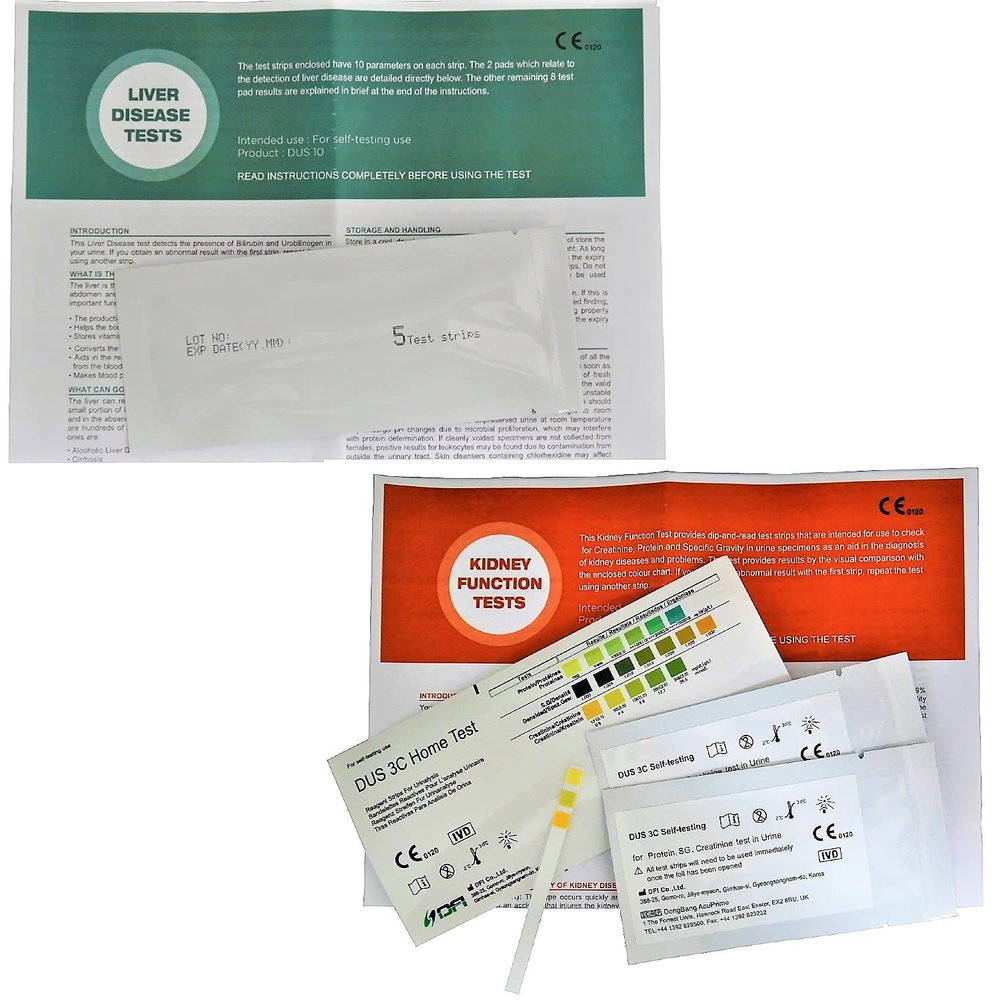 15 x Liver Disease Function Tests + 15 x Kidney Function Urine Health Check Tests