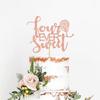 Four Ever Sweet Cake Topper - Happy 4th Birthday, 4th Anniversary, Cheers to 4 Years, Donut Fourth Birthday Party Decorations (Rose Gold Glitter) view 4