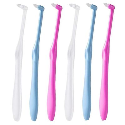 Chargenyang 6 PCS Interspace Toothbrush for Teeth Detail Cleaning and Braces Clean Soft and Compact Trim Tooth Toothbrush Rose Red, Blue, White
