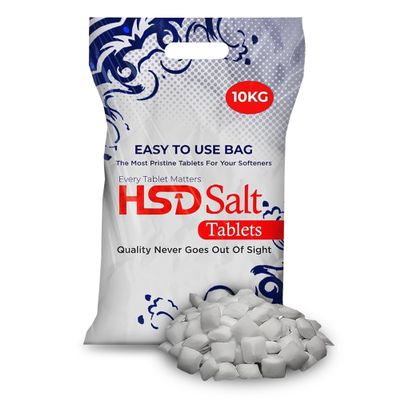 HSD Salt Softener Tablets 10Kg Bag Laundry Water Softener, Compatible to All Water Softener Washing Machine, 100% Genuine British Salt Tablet for Water Softener Premium Quality (1 Bag)