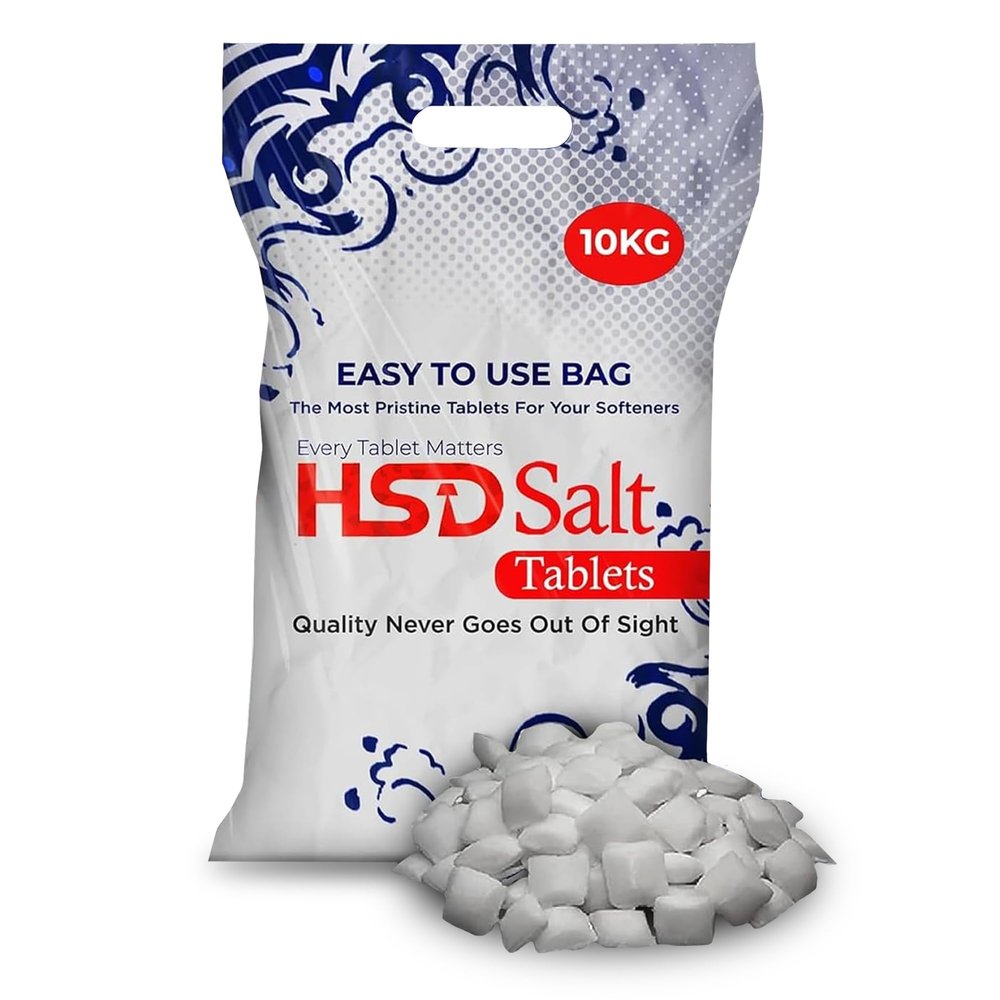 HSD Salt Softener Tablets 10Kg Bag Laundry Water Softener, Compatible to All Water Softener Washing Machine, 100% Genuine British Salt Tablet for Water Softener Premium Quality (1 Bag)