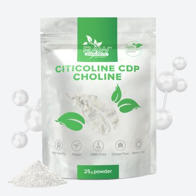 Citicoline CDP-Choline Powder 25g Cognitive Function & Mental Performance Support 250mg per Serving, Vegan, GMO & Gluten Free Raw Powders