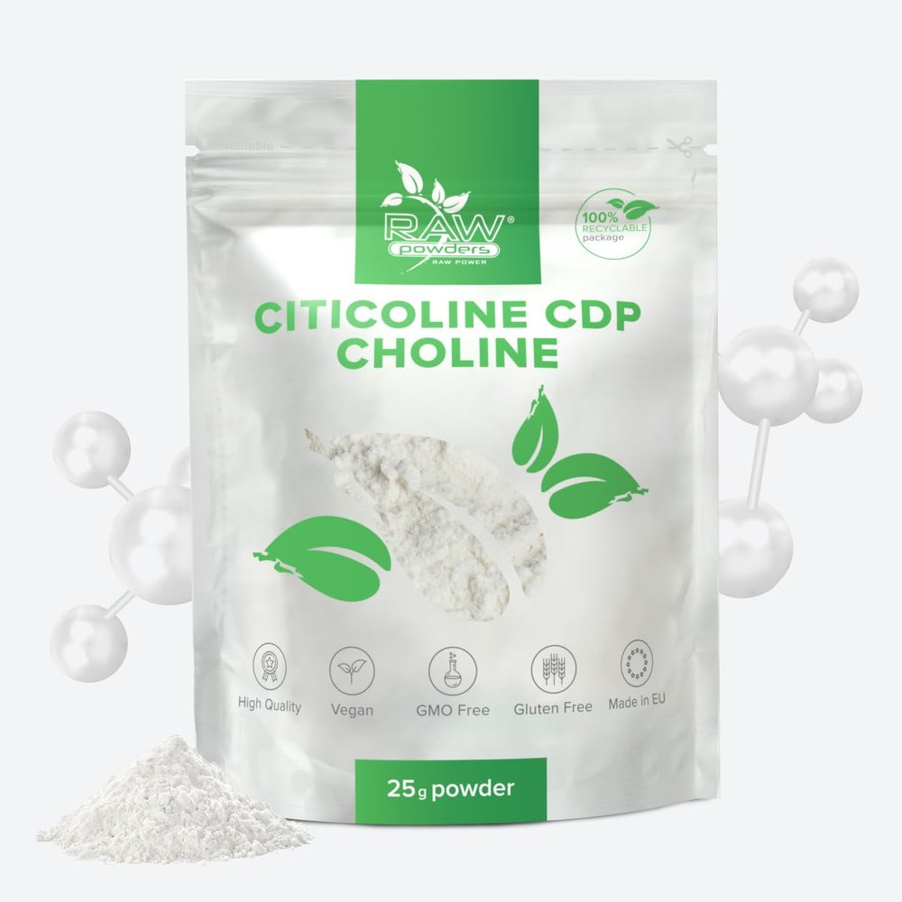 Citicoline CDP-Choline Powder 25g Cognitive Function & Mental Performance Support 250mg per Serving, Vegan, GMO & Gluten Free Raw Powders