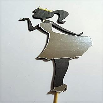 Elegant Lady Silhouette- girl-woman Fashion Birthday Cake Topper (pattern 4, silver)