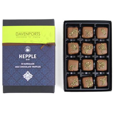 Davenports Chocolates Hepple Gin Truffles. 12 handmade luxury chocolates | chocolate gift box