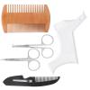 Beard Shaping Tool, Beard Styling Tool Set Beard Grooming Shaping Styling Set Transparent Beard Shaping Template Comb Scissors for Salon for Home view 1