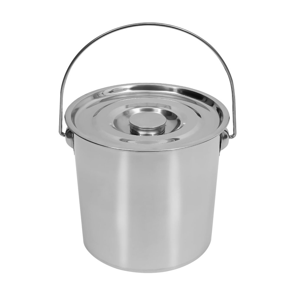 WindWilder Stainless Steel Bucket with Lid and Handle 6L 12L 20L Water Food Milk Bucket (12L)