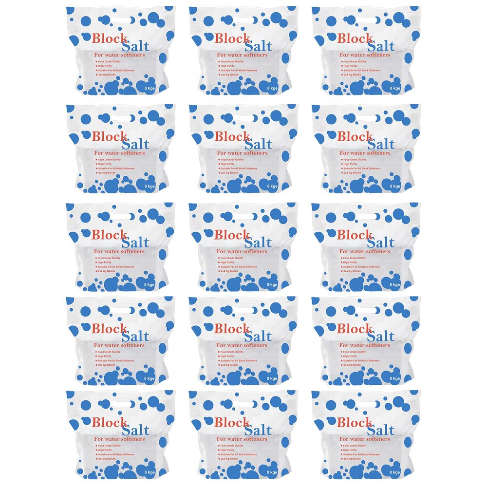 15 pack salt blocks Compatible to All Water Softener Machines 100% Genuine British water softener salt blocks Original Block Salt of Premium Quality Each Pack Contain (15 pack 30 block)