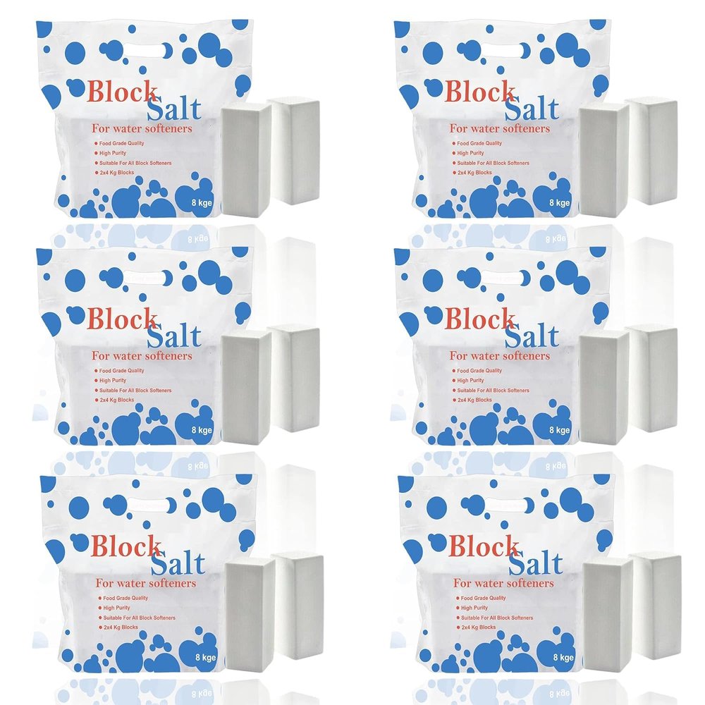 6 pack salt blocks Compatible to All Water Softener Machines 100% Genuine British water softener salt blocks Original Block Salt of Premium Quality Each Pack Contain (6 pack 12 block)