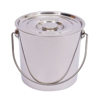 WindWilder Stainless Steel Bucket with Lid and Handle 6L 12L 20L Food Water Milk Bin (20L)