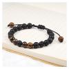 long Lava Rock Stone Bracelets for Men Women Braided Rope Adjustable Tiger Eye Beads Bracelet Natural Stone Healing Couple Jewelry good-looking (Metal Color : Lava-Blue) view 2
