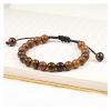 long Lava Rock Stone Bracelets for Men Women Braided Rope Adjustable Tiger Eye Beads Bracelet Natural Stone Healing Couple Jewelry good-looking (Metal Color : Lava-Blue) view 3