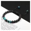 long Lava Rock Stone Bracelets for Men Women Braided Rope Adjustable Tiger Eye Beads Bracelet Natural Stone Healing Couple Jewelry good-looking (Metal Color : Lava-Blue) view 4