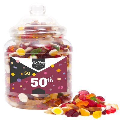 Mr Beez Sweets | 50th Birthday Gift | Jelly Mix | Choice of Classic Retro Sweets Available | 1700 Grams, Large Jar