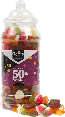 Mr Beez Sweets | 50th Birthday Gift Jar | Jelly Mix | 700g