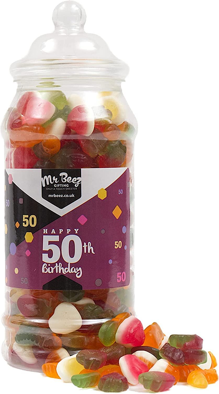 Mr Beez Sweets | 50th Birthday Gift Jar | Jelly Mix | 700g