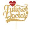 Gold Glitter Future Doctor Cake Topper, Congrats Doctor Cake Decorations, Doctor Graduation Decorations, Medical School Graduation Cake Decor 2022 view 2