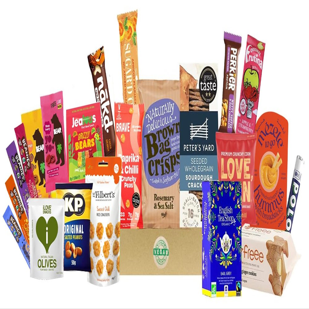 Ultimate Luxury Vegan Healthy Snacks and Sweets Gift Hamper Box Mother's Day, Easter Birthday Party Gift Basket- The Mega Vegan