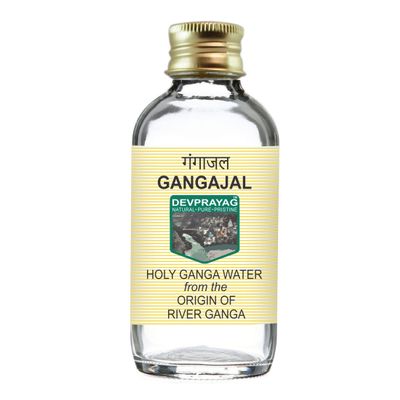 Devprayag Gangajal Holy Ganga Water from The Origin or Beginning of River Ganga at Devprayag in Clear Glass Bottle 100ml (3.38 oz)