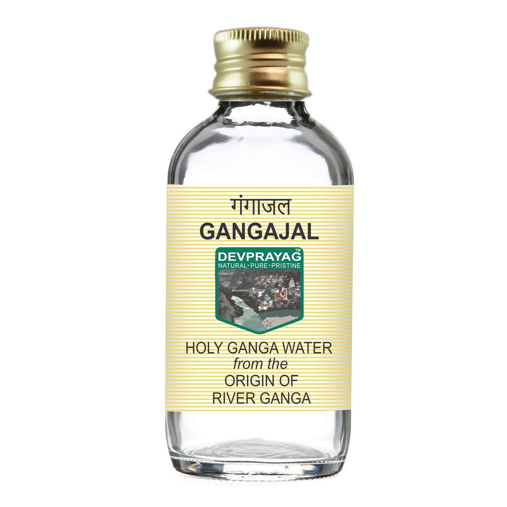 Devprayag Gangajal Holy Ganga Water from The Origin or Beginning of River Ganga at Devprayag in Clear Glass Bottle 100ml (3.38 oz)
