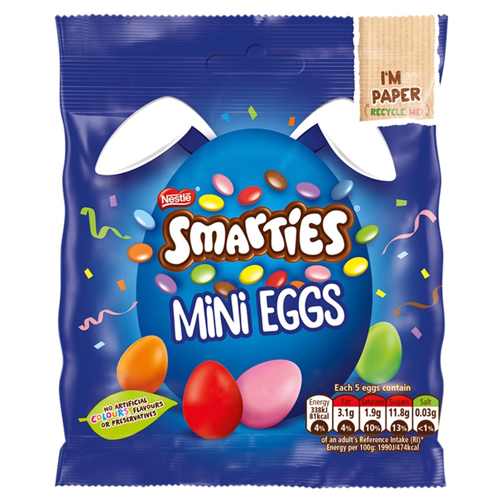 Smarties Milk Chocolate Mini Eggs Pouch, 80g