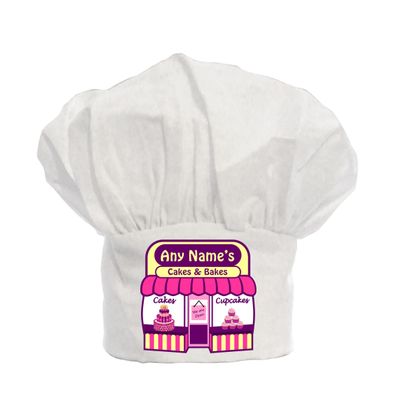 NJM PERSONALISED Cake Shop Print ADULTS CHEFS HAT