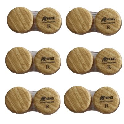 6 Pack Wood Grain Contact Lens Case, Wood color,