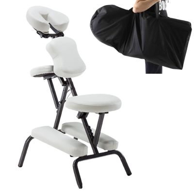 7HAHA3 Multifunctional Folding Tattoo Scraping Chair Adjustable Massage Chair Portable Space Saving Stool Beauty Bed with Storage Bag,White
