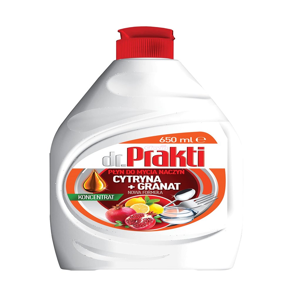 dr.Prakti Hand Dishwashing Liquid Lemon + Pomegranate, non-irritating to skin, concentrated and effective, 650 ml