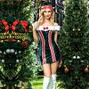 Ladies Sexy 3 Piece Christmas Elf Costume Size 10-12 Hat Dress & Thong view 2