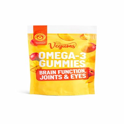 Vegums Omega 3 Gummies for The Whole Family  Vegan DHA & EPA from Algae  Kids & Adults Omega-3 Supplement  Supports Brain, Heart & Eye Health  Natural Fruit Flavor Omega 3 for The Whole Family