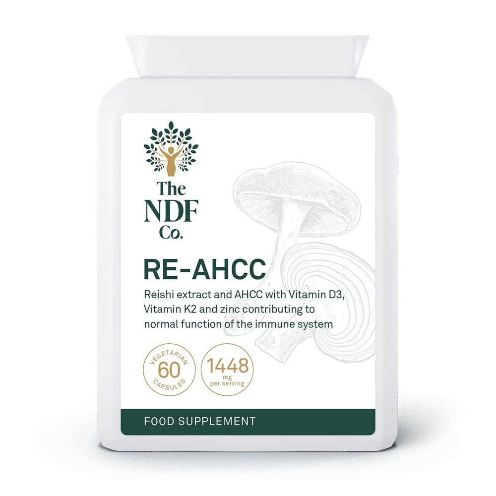 The NDF Company RE-AHCC - 5 in 1 Supplement with Reishi Extract, AHCC, Zinc, Vitamin D and K, 60 Count (Pack of 1)