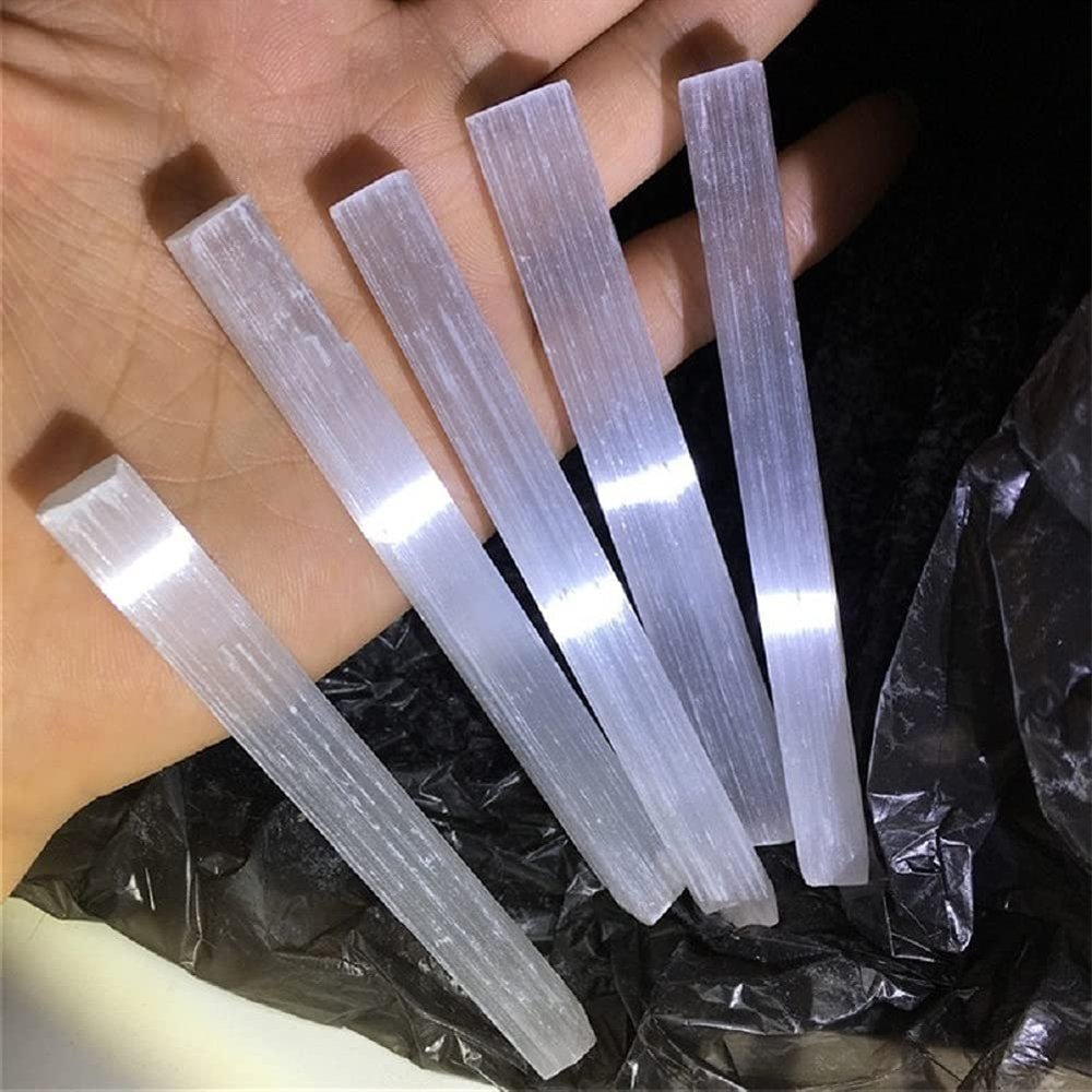 10-25cmNatural Crystal Selenite Rock Tower Lamp Quartz Gypaum Skyscraper Castale Want Point Reiki Healing Home Decor Specimen Healing Crystal Stone (Color : 5pcs10cm)