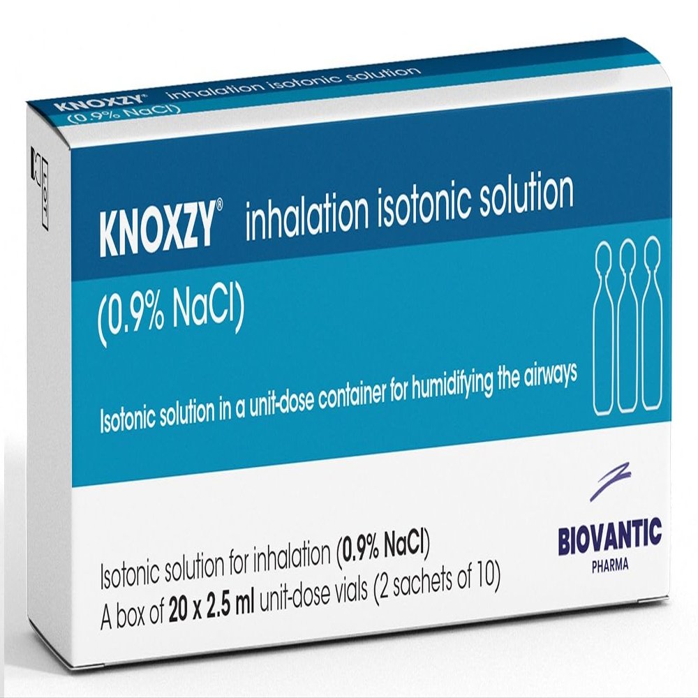 KNOXZY Isotonic Saline Solution 0.9% - Sodium Chloride NaCl - Inhalation Saline Solution 20 X 2.5 ml Unit Dose Vials