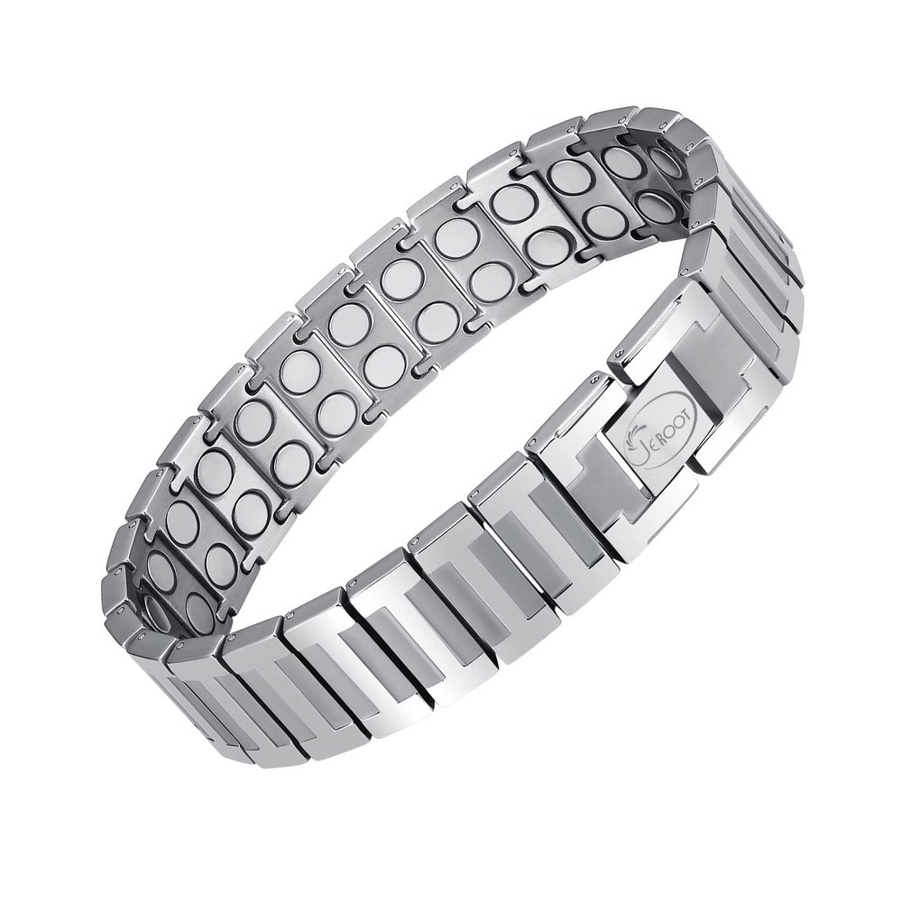 Jeroot Magnetic Bracelet Made of Titanium, Magnetic Bracelet for Men, Adjustable Wristband with Removal Tool Jewelry Gift Box (3500 Gauss)