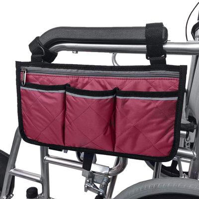DBOATB Wheelchair Side Bag Armrest Pouch Organizer Pocket Walker Bags Phone Holder Scooter Wheelchair Electric Scooter Bag Fits Most Bed Rail Scooters Walker (A)